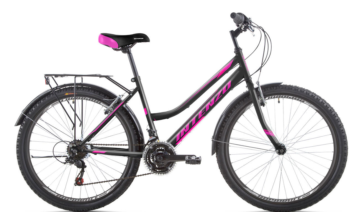 Велосипед Intenzo COSTA V-brake 26" размер S 2021 Черно-фиолетовый